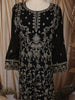 Jet Black Floral Vine Sequins and Zari Embroidered Design Georgette Long Gown with Matching Dupatta
