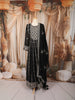 Jet Black Floral Zari Embroidered Design Georgette Long Anarkali Gown with Matching Dupatta