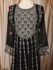 Jet Black Floral Zari Embroidered Design Georgette Long Anarkali Gown with Matching Dupatta