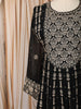 Jet Black Floral Zari Embroidered Design Georgette Long Anarkali Gown with Matching Dupatta