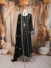 Jet Black Floral Zari Embroidered Design Georgette Long Anarkali Gown with Matching Dupatta