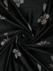Jet Black Floral Zari Woven Design Pure Banarasi Silk Saree with Zari Border