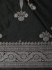 Jet Black Floral Zari Woven Design Pure Banarasi Silk Saree with Zari Border