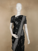 Jet Black Floral Zari Woven Design Pure Banarasi Silk Saree with Zari Border