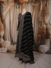 Jet Black Heavy Sequins and Zari Embroidered Design Georgette Mastani Gown with Matching Dupatta
