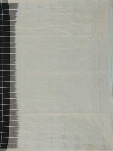 Jet Black and Silver Checked Woven Soft Silk Saree - Diadem