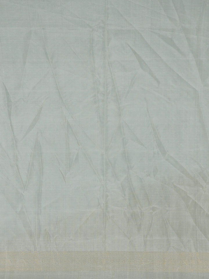 Jet Black and Silver Checked Woven Soft Silk Saree - Diadem