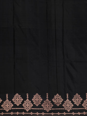 Jet Black Geometric Design Woven Banarasi Silk Saree - Diadem