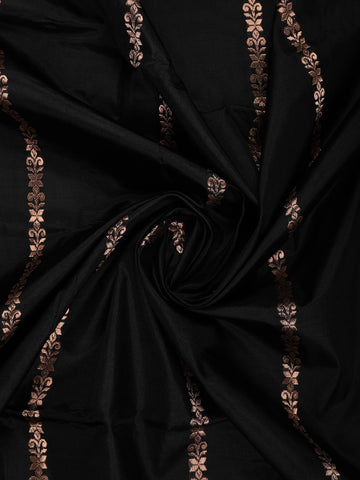 Jet Black Geometric Design Woven Banarasi Silk Saree - Diadem