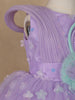 Lavender 3D Floral Layered Party Net Frock with Aqua Ruffle Accents