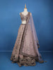 Lavender And Purple Floral Embroidered Silk Lehenga With Net Dupatta