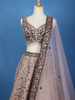 Lavender And Purple Floral Embroidered Silk Lehenga With Net Dupatta