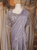 Lavender Beads Emroidered Satin Ready to Wear Draped Saree
