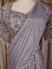 Lavender Beads Emroidered Satin Ready to Wear Draped Saree
