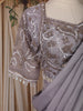 Lavender Beads Emroidered Satin Ready to Wear Draped Saree