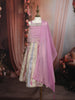 Lavender Beads and Mirror Embroidered Design Tissue Silk Kids Lehenga With Dupatta
