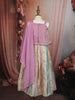 Lavender Beads and Mirror Embroidered Design Tissue Silk Kids Lehenga With Dupatta