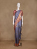 Lavender Blue Floral Designed Semi Tussar Saree