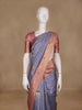 Lavender Blue Floral Designed Semi Tussar Saree