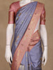 Lavender Blue Floral Designed Semi Tussar Saree