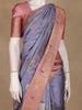 Lavender Blue Floral Designed Semi Tussar Saree
