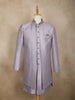 Lavender Diamond Woven Design Jacquard Sherwani Suit with Brooch