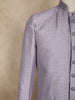 Lavender Diamond Woven Design Jacquard Sherwani Suit with Brooch