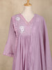 Lavender Floral Appliqué Embroidered Cotton Salwar Suit with Scallop Lace