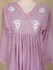 Lavender Floral Appliqué Embroidered Cotton Salwar Suit with Scallop Lace