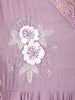 Lavender Floral Appliqué Embroidered Cotton Salwar Suit with Scallop Lace