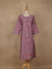 Lavender Floral Design Cotton Kurti - Diadem