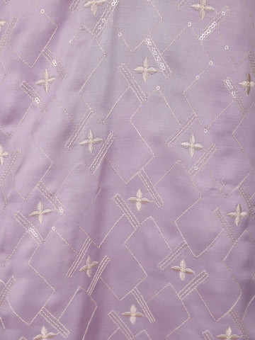 Lavender Floral Designed Cotton Kurta Set - Diadem