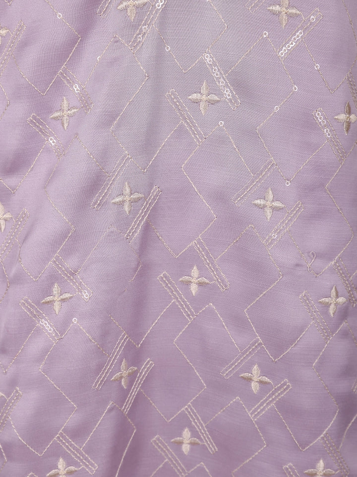 Lavender Floral Designed Cotton Kurta Set - Diadem