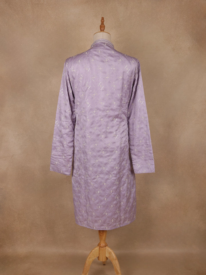 Lavender Floral Designed Cotton Kurta Set - Diadem