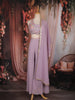 Lavender Floral Embellished Design Georgette Indo Western Palazzo Suit with Dupatta