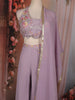 Lavender Floral Embellished Design Georgette Indo Western Palazzo Suit with Dupatta