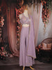 Lavender Floral Embellished Design Georgette Indo Western Palazzo Suit with Dupatta
