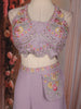 Lavender Floral Embellished Design Georgette Indo Western Palazzo Suit with Dupatta