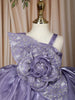 Lavender Floral Embellished Design Satin Party Frock