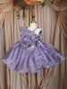 Lavender Floral Embellished Design Satin Party Frock