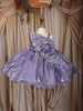 Lavender Floral Embellished Design Satin Party Frock