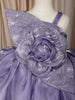 Lavender Floral Embellished Design Satin Party Frock