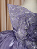Lavender Floral Embellished Design Satin Party Frock