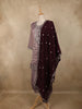 Lavender Floral Embellished Design Silk Palazzo Suit with Contrast Dupatta