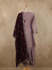 Lavender Floral Embellished Design Silk Palazzo Suit with Contrast Dupatta