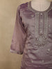 Lavender Floral Embellished Design Silk Palazzo Suit with Contrast Dupatta