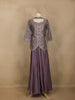 Lavender Floral Embroidered Tussar Palazzo Suit