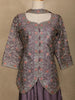 Lavender Floral Embroidered Tussar Palazzo Suit