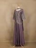 Lavender Floral Embroidered Tussar Palazzo Suit