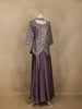 Lavender Floral Embroidered Tussar Palazzo Suit